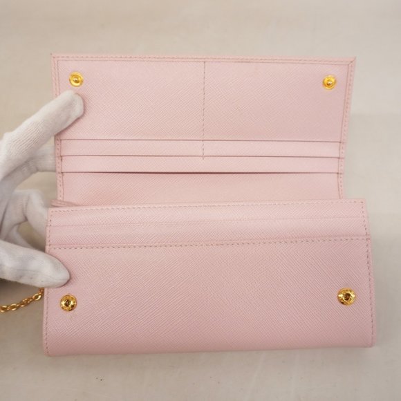 Prada Saffiano Leather Long Wallet, Pink, Women's, P1035694 - Picture 14 of 15